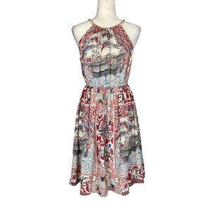 Anthropologie Floreat Womens Castle Lake Silk Dress Halter Rope Tie size Small